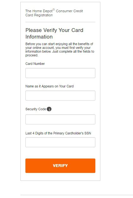HomeDepot/MyCard Registration Process