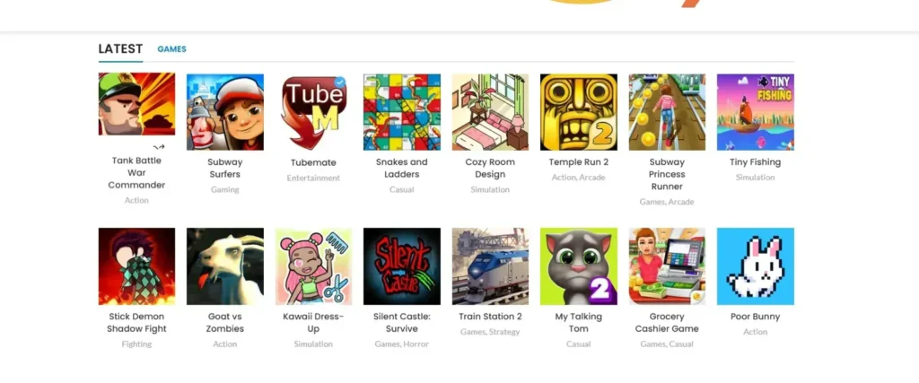 Games like Temple Run 2, Stick Demon Shadow Fight, and Goat vs Zombies loaded in 2-4 seconds