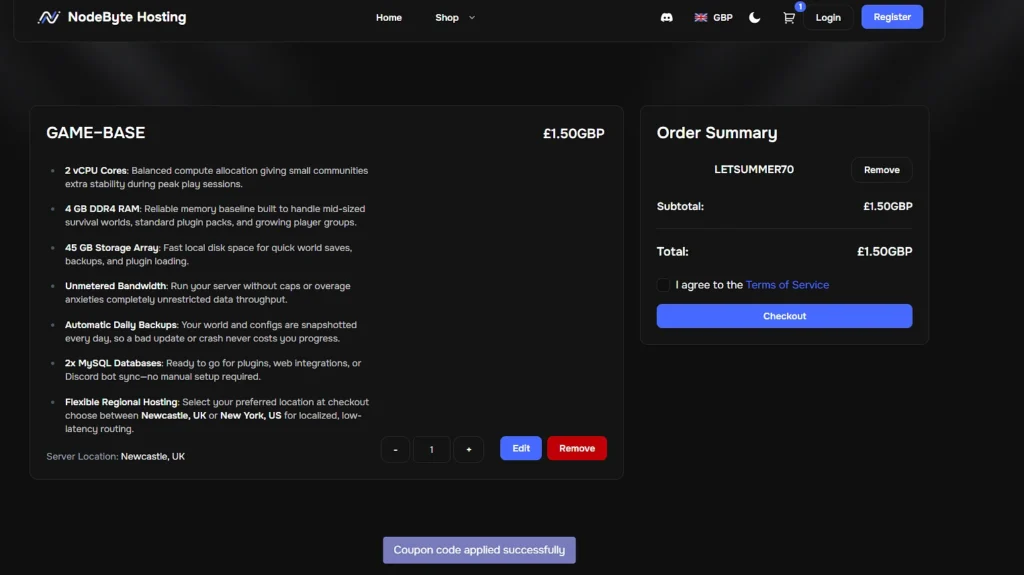 70% Off With Code LETSUMMER70 at NODEBYE HOSTING