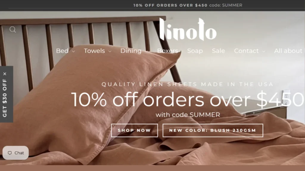 Linoto.com Summer Deal SUMMER Code 10% Off Linen