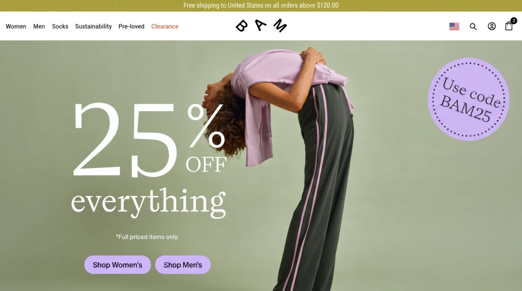 BAM25 Takes 25% Off Full-Price BAM Clothing