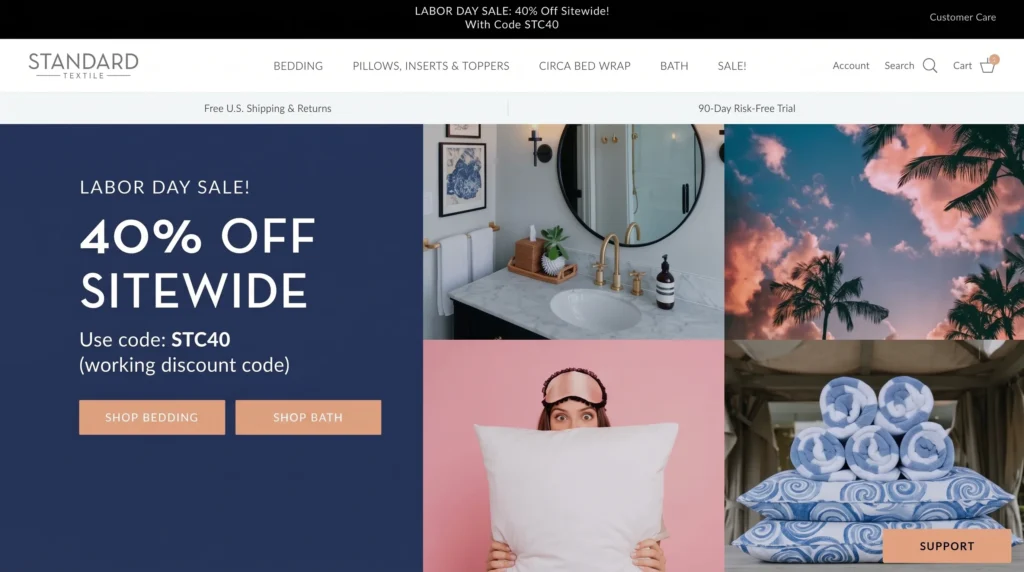 Standard Textile Labor Day Deal 40% Off With STC40 On Top Of The Sale