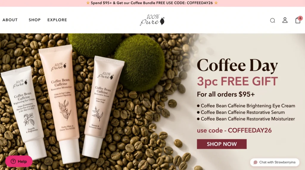 100percentpure Code COFFEEDAY26 Free $149 Coffee Bundle