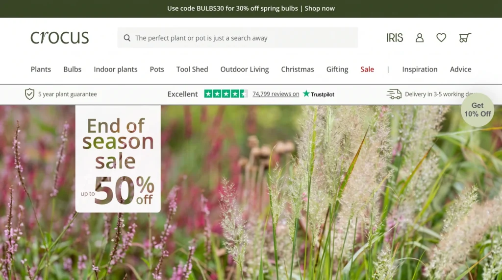 Crocus Sale Up to 50% Off Plants and Garden Furniture