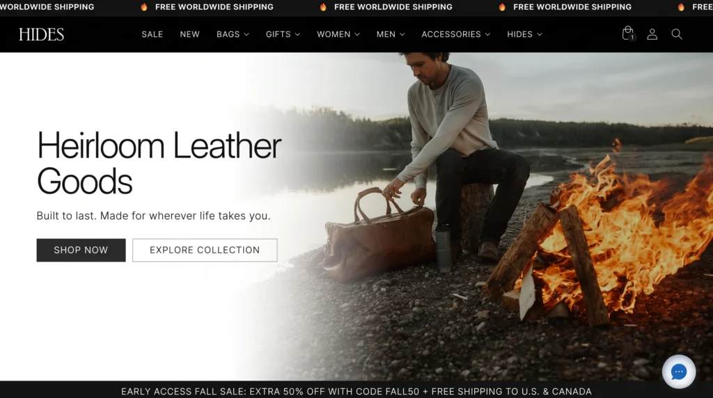 Hides Leather Promo Code FALL50 50% Off Canadian Leather Bags