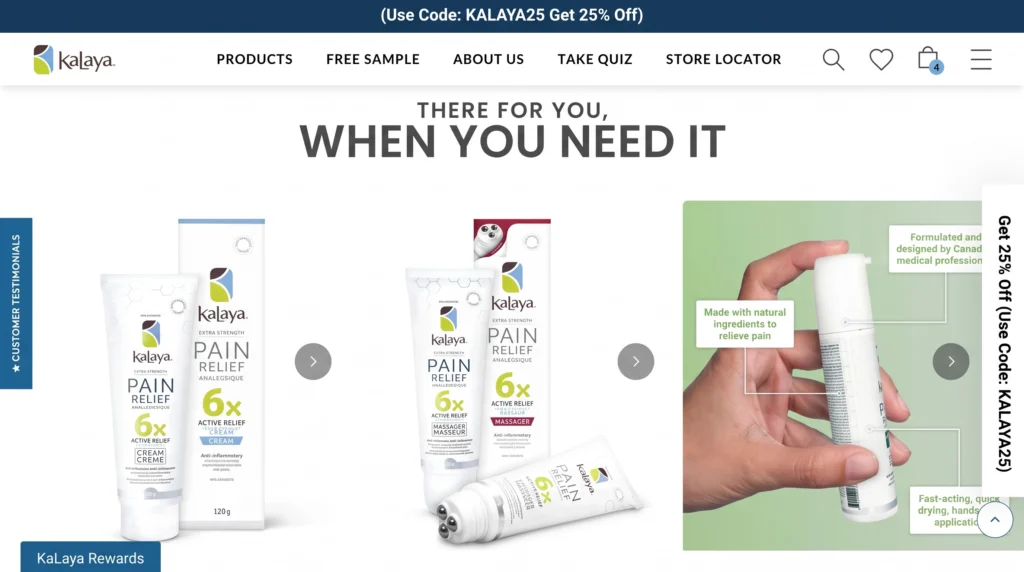 KaLaya Discount Offer KALAYA25 25% Off Pain Relief