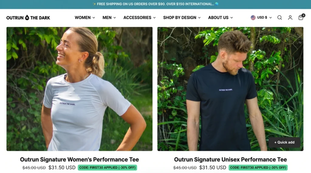 Outrun The Dark Coupon Code FIRST30 Knocks 30% Off Running Apparel That Gives Back