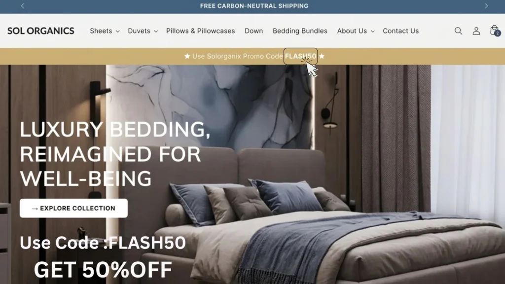 Solorganix Promo Code FLASH50 50% Off Bed Sheets